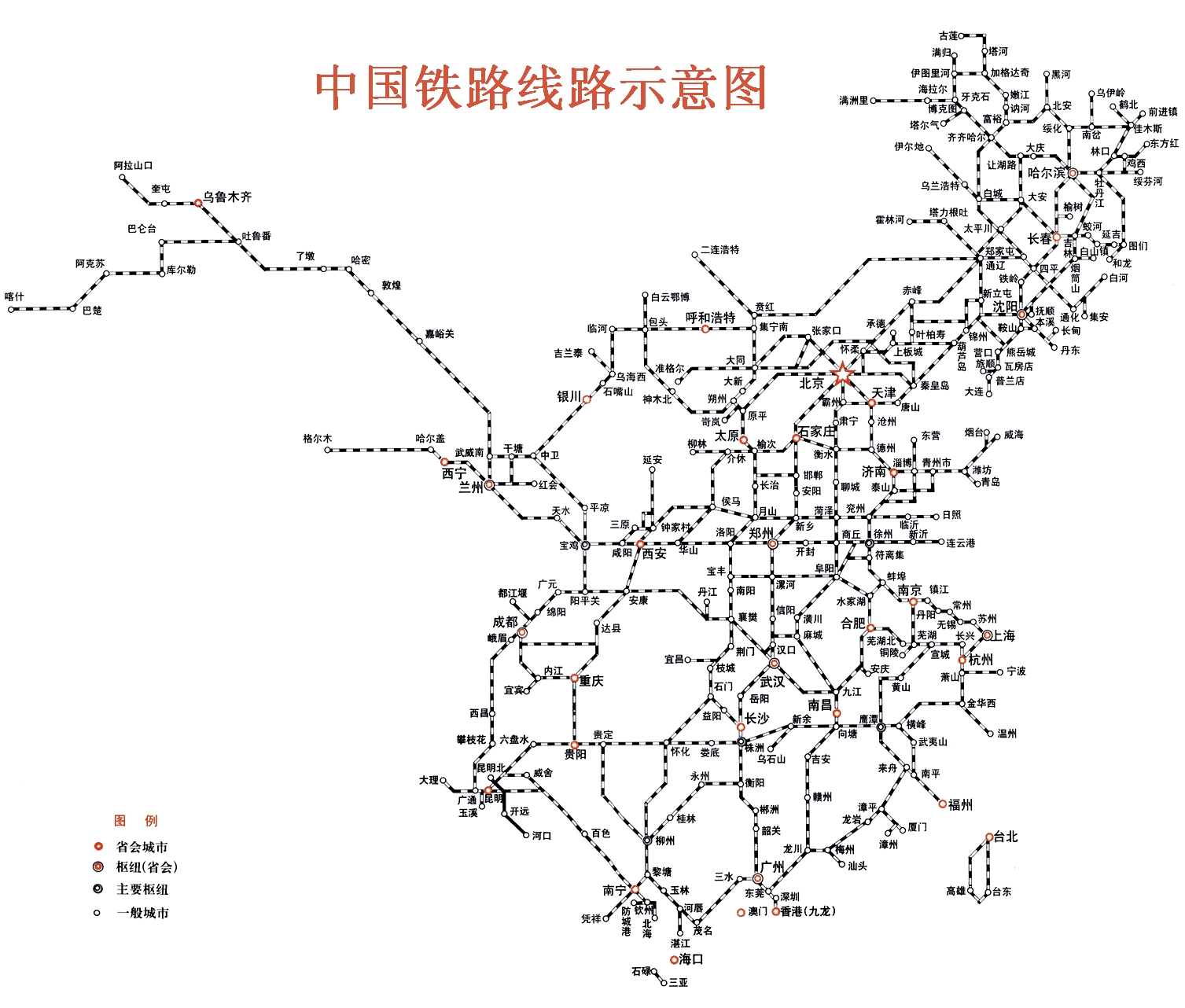 最新中国铁路网地图
